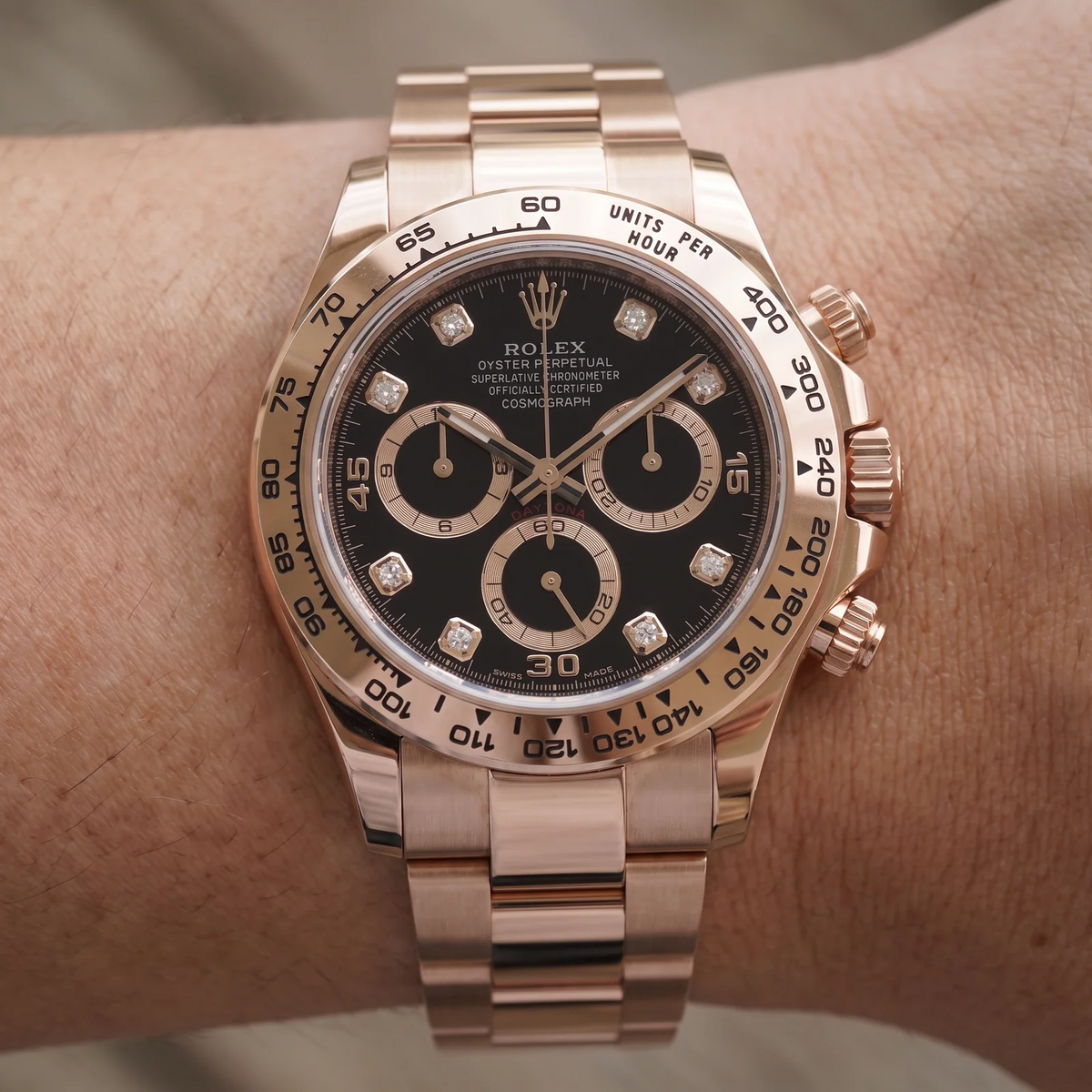 Daytona Chronograph Black Dial Diamant Indizes 2021