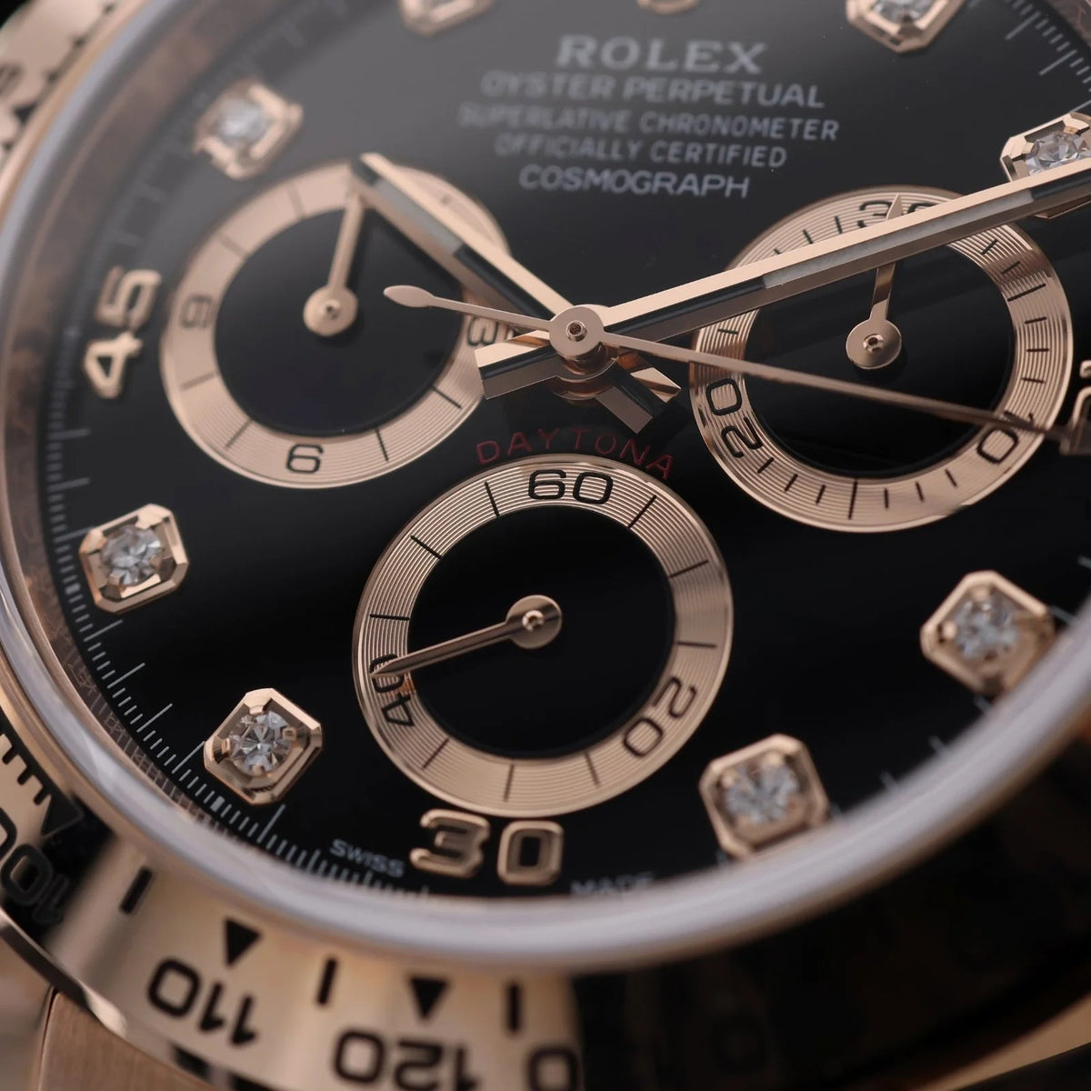 Daytona Chronograph Black Dial Diamant Indizes 2021